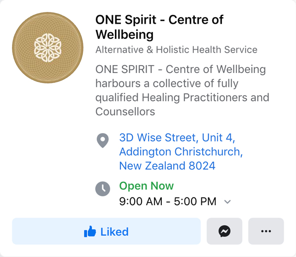 One Spirit Centre for Wellbeing Facebook